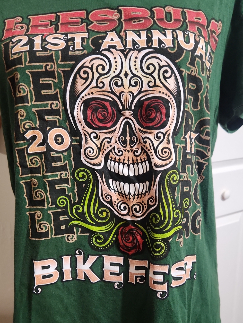 Leesburg Bikefest 2017 Women's Green Short-Sleeve Graphic Tee